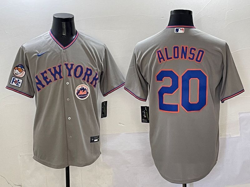 Men New York Mets #20 Alonso Grey Second generation 2025 Nike MLB Jersey style 11->new york mets->MLB Jersey